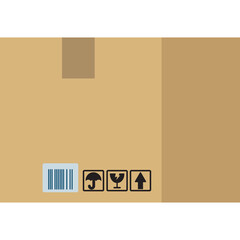 Cardboard Box with Shipping Symbols Illustration