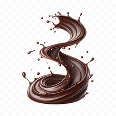 realistic 3d smooth dark chocolate liquid splash in different style 