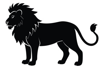Majestic black silhouette of a lion standing