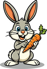 Cute Rabbit with carrot vector illustration
