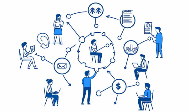 Business Collaboration Concept with Teamwork and Communication Tools