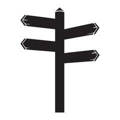 Signpost with directions icon silhouette vector art illustration on white background