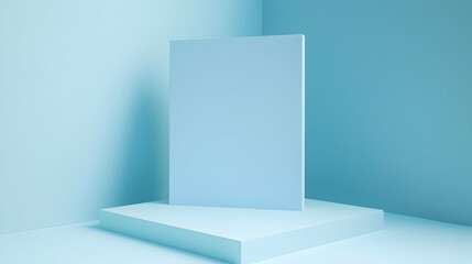 Minimalist design showcase with blank canvas in serene blue tone