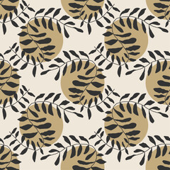 Trendy minimalist seamless botanical pattern with abstract creative hand drawn composition