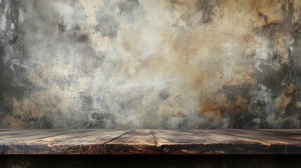 Rustic wooden table against a textured wall