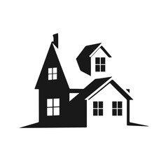 House silhouette logo, real estate symbol, real estate architecture vector, building icon, real estate design