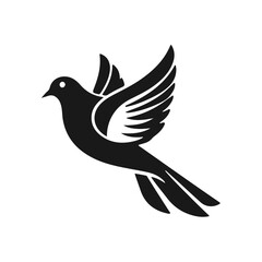 Obraz premium Flying bird silhouette vector, peaceful dove drawing, freedom concept art, abstract bird logo, flying bird, bird silhouette, dove vector, abstract bird