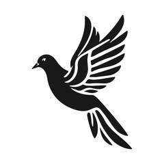 Fototapeta premium Flying bird silhouette vector, peaceful dove drawing, freedom concept art, abstract bird logo, flying bird, bird silhouette, dove vector, abstract bird