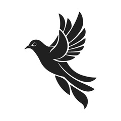 Flying bird silhouette vector, peaceful dove drawing, freedom concept art, abstract bird logo, flying bird, bird silhouette, dove vector, abstract bird
