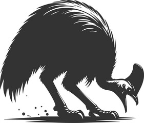 Cassowary vector drawing bird animal silhouette illustration