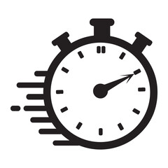 Fast time stop watch icon silhouette vector art illustration on white background