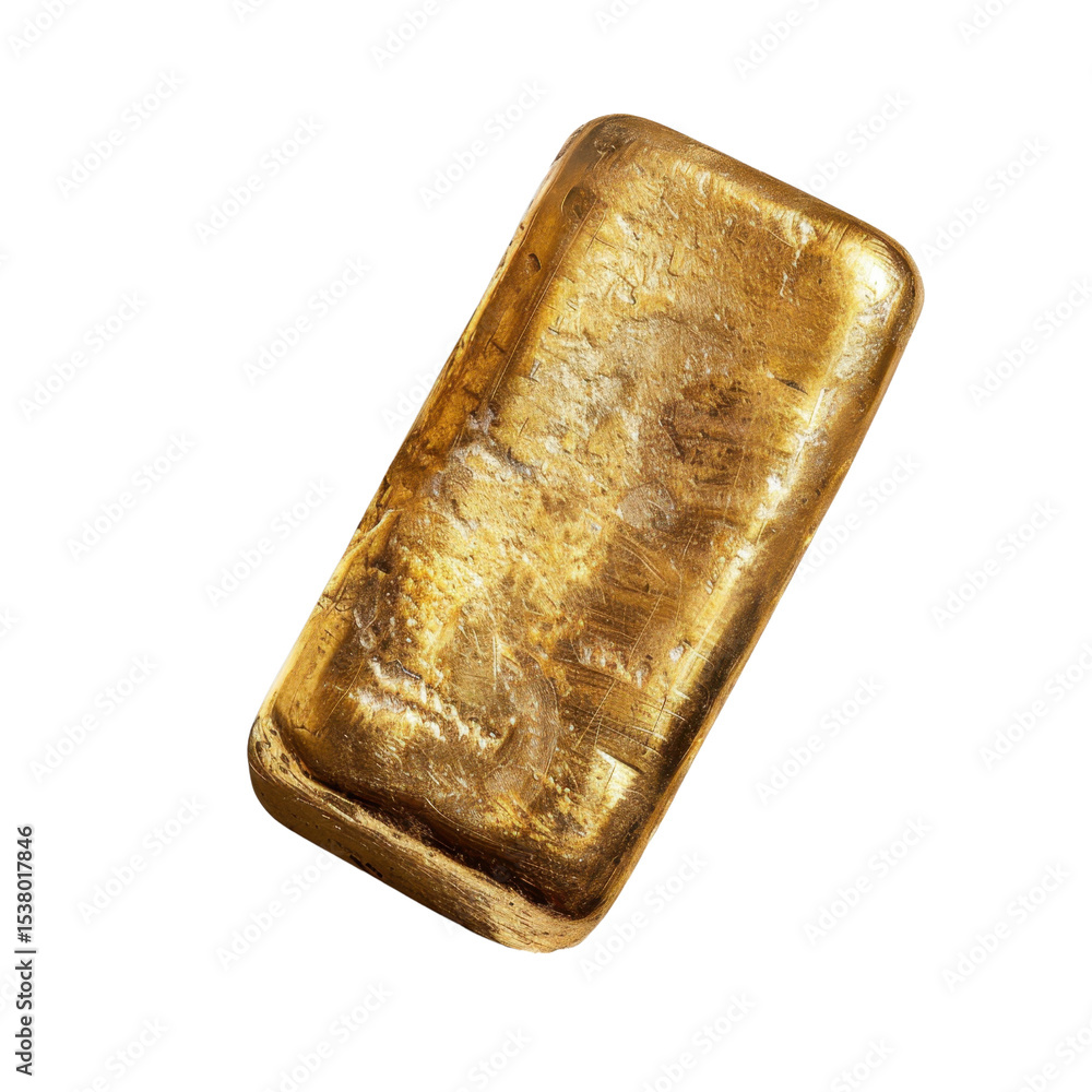 Poster shiny gold bar with smooth surface and distinct edges, symbolizing wealth and luxury. its gleaming a