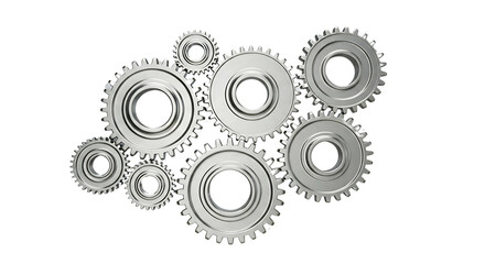 some steel gears on transparent background