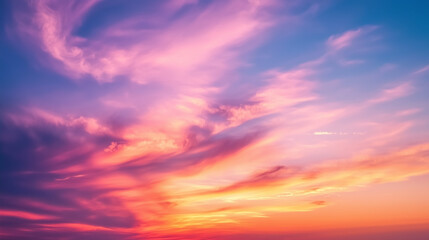 Obraz premium Whimsical sunset with pink, orange, and purple clouds blending into each other