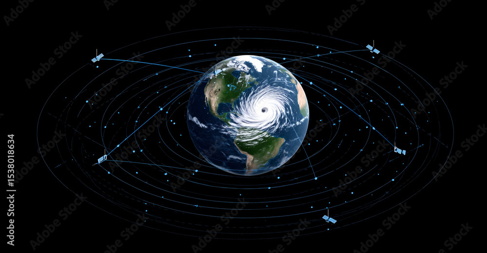 Poster Advanced weather monitoring utilizes satellites and high-altitude balloons equipped with sensors to collect climate data.