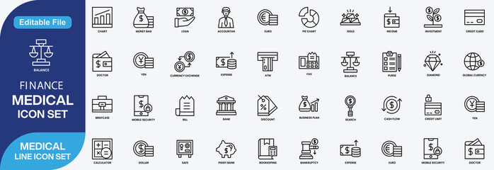 Medical Icons set. Vector illustration in modern thin line style of general medical icons: hospital, doctor, medicine and pharmacology, tests, etc