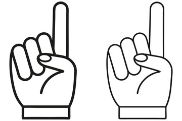 Two outlined hands point upward with a single finger, signaling focus and importance, transparent background