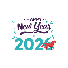 New year 2 0 2 6 greeting card vector illustration