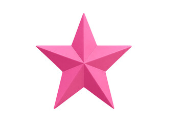 Obraz premium Bold pink three-dimensional star isolated on transparent background