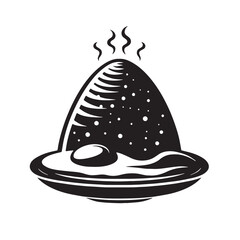 Black Omelette Silhouette Vector, High Quality Illustration on White Background