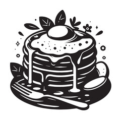 Black Omelette Silhouette Vector, High Quality Illustration on White Background