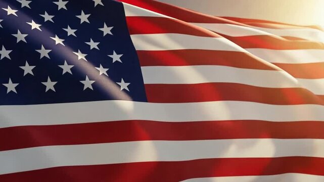 Waving American Flag in Sunlight &ndash; Symbol of Freedom and Patriotism