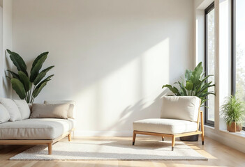 Modern Living Room with Plants and Natural Light