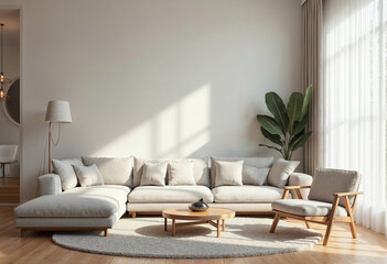 Cozy and Modern Living Room Interior Design with Sectional Sofa