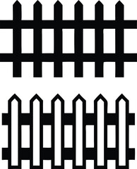 White wooden picket fence illustration for garden or home design