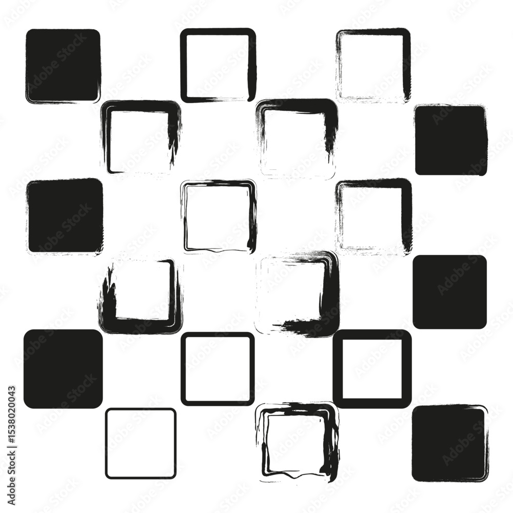 Aufkleber square icon set. black white blocks. vector layout elements. abstract pixel shapes.