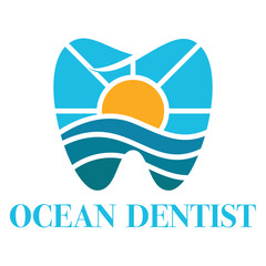 ocean dentist flat minimalist logo design