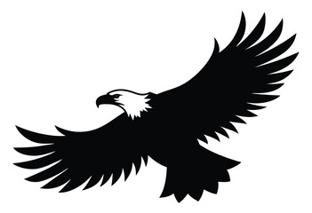 Obraz premium Bald eagle silhouette vector illustration isolated icon simple bird design in flat style