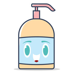 Cute Kawaii Hand Soap Vector – Pastel Colored Flat Style Liquid Soap Dispenser Illustration, Hygiene and Skincare Icon for Bathroom, Cleaning, Health, Germ Protection, and Personal Care Design
