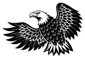Fototapeta premium Flying bald eagle silhouette vector icon flat design patriotic symbol of freedom illustration.
