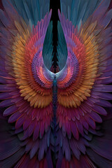 Abstract Spiritual Art of Rainbow Angel Wings &ndash; Colorful Ethereal Energy and Celestial Fantasy Illustration
