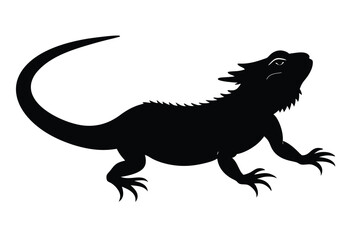 Fototapeta premium Bearded dragon icon black silhouette, flat vector illustration