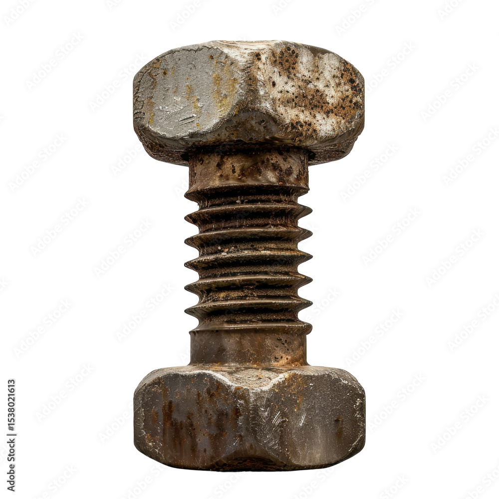 Aufkleber rusty bolt with worn surface and visible threads, showcasing its aged texture and industrial charact