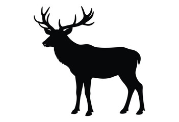 Obraz premium Bull Elk Silhouette Vector Illustration of Wild Animal Wildlife Deer Nature Art for T Shirt Design