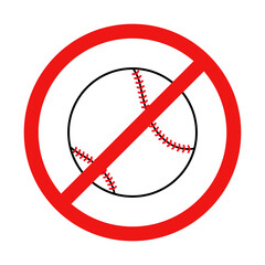 No Baseball Sign on White Background