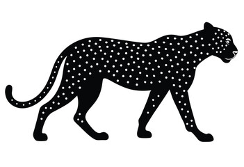 Fototapeta premium Wild cheetah walks silhouette vector illustration sleek big cat running nature wildlife drawing