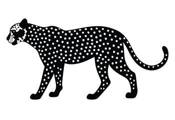 Fototapeta premium Wild cheetah walks silhouette vector illustration sleek big cat running nature wildlife drawing