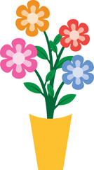 Illustration of a Colorful Flowers on Pot