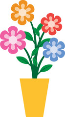 Illustration of a Colorful Flowers on Pot