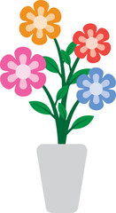 Illustration of a Colorful Flowers on Pot