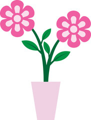 Illustration of a Pink Flowers on Pot