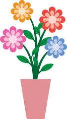 Illustration of a Colorful Flowers on Pot