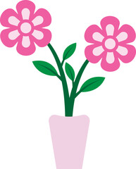 Illustration of a Pink Flowers on Pot