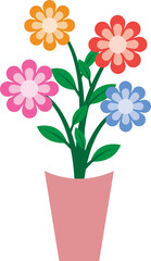 Illustration of a Colorful Flowers on Pot