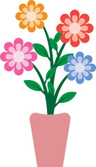 Illustration of a Colorful Flowers on Pot