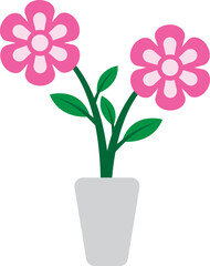 Illustration of a Pink Flowers on Pot